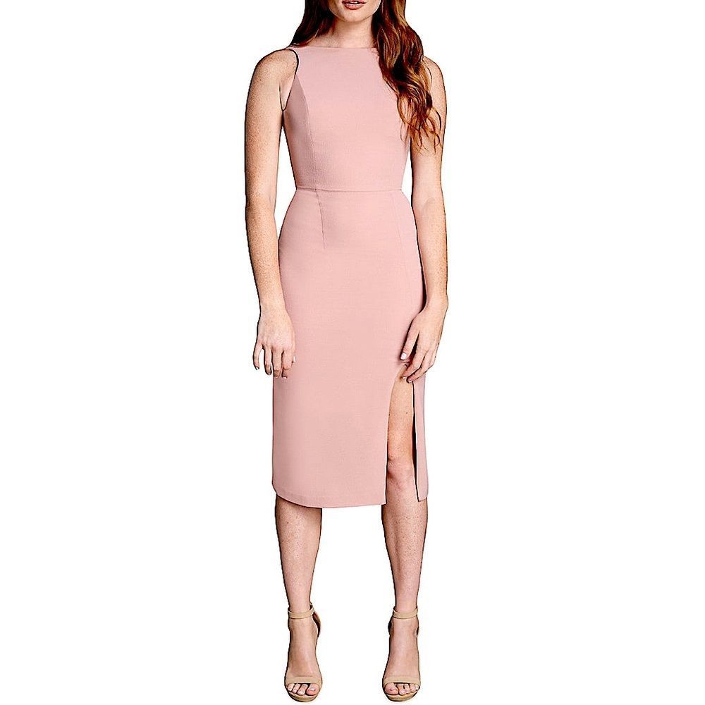 Dress The Population Mackenna Sleeveless Front Slit Midi Blush Pink NWT $188